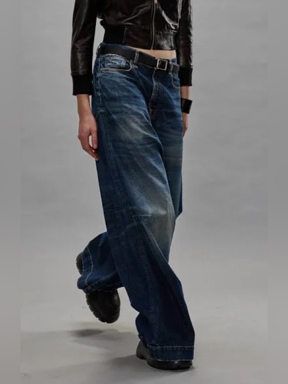 NWT R13 Jesse Jean Wide Leg Drop Crotch Denim Ansel Blue Women’s 31 Distressed
